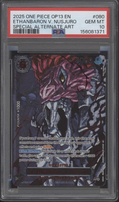 The Five Elders One Piece OP13 Special Alternate Art 3 PSA 10's, 2 PSA 9's Sequential Set of 5