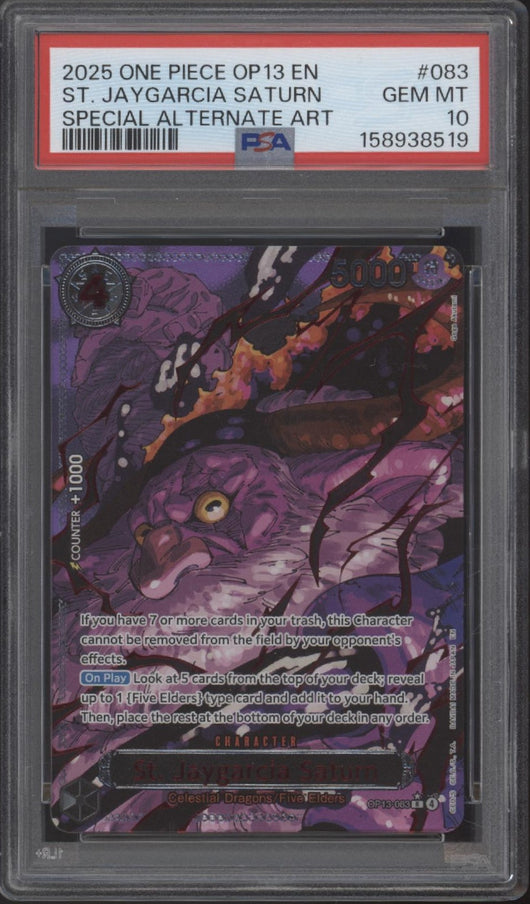 The Five Elders One Piece OP13 Special Alternate Art PSA 10 Sequential Set of 5