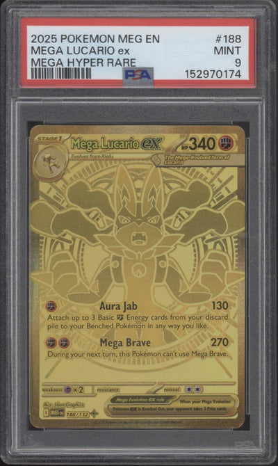 Mega Lucario ex Pokemon Mega Evolution Mega Hyper Rare #188 PSA 9
