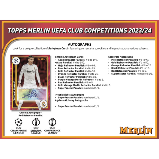 2023/24 Topps UEFA Club Competitions Merlin Chrome Soccer Hobby 12 Box Case