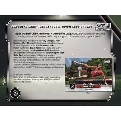 2023/24 Topps Stadium Club Chrome UEFA Soccer Hobby 12 Box Case