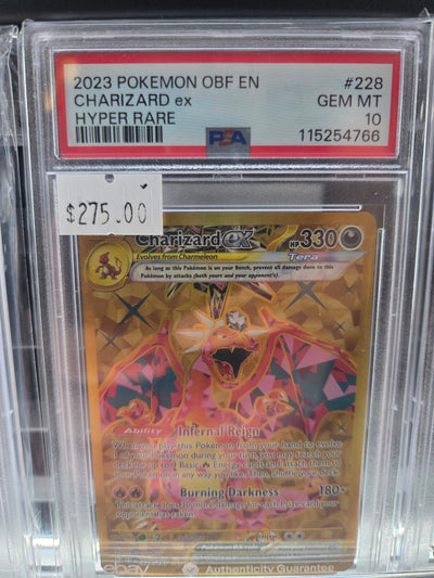 2023 POKEMON OBF EN-OBSIDIAN FLAMES #228 CHARIZARD ex HYPER RARE psa 10