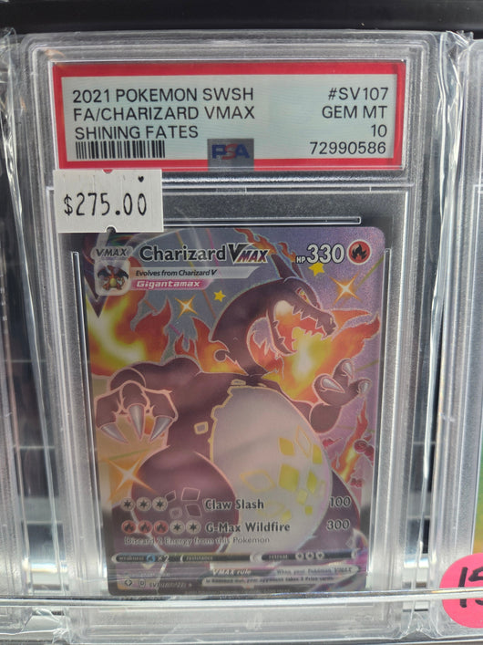 2021 POKEMON SWORD & SHIELD SHINING FATES #SV107 FA/CHARIZARD VMAX SHINING FATES psa 10