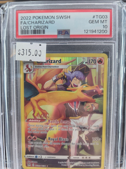 2022 POKEMON SWORD & SHIELD LOST ORIGIN #TG03 FA/CHARIZARD LOST ORIGIN psa 10